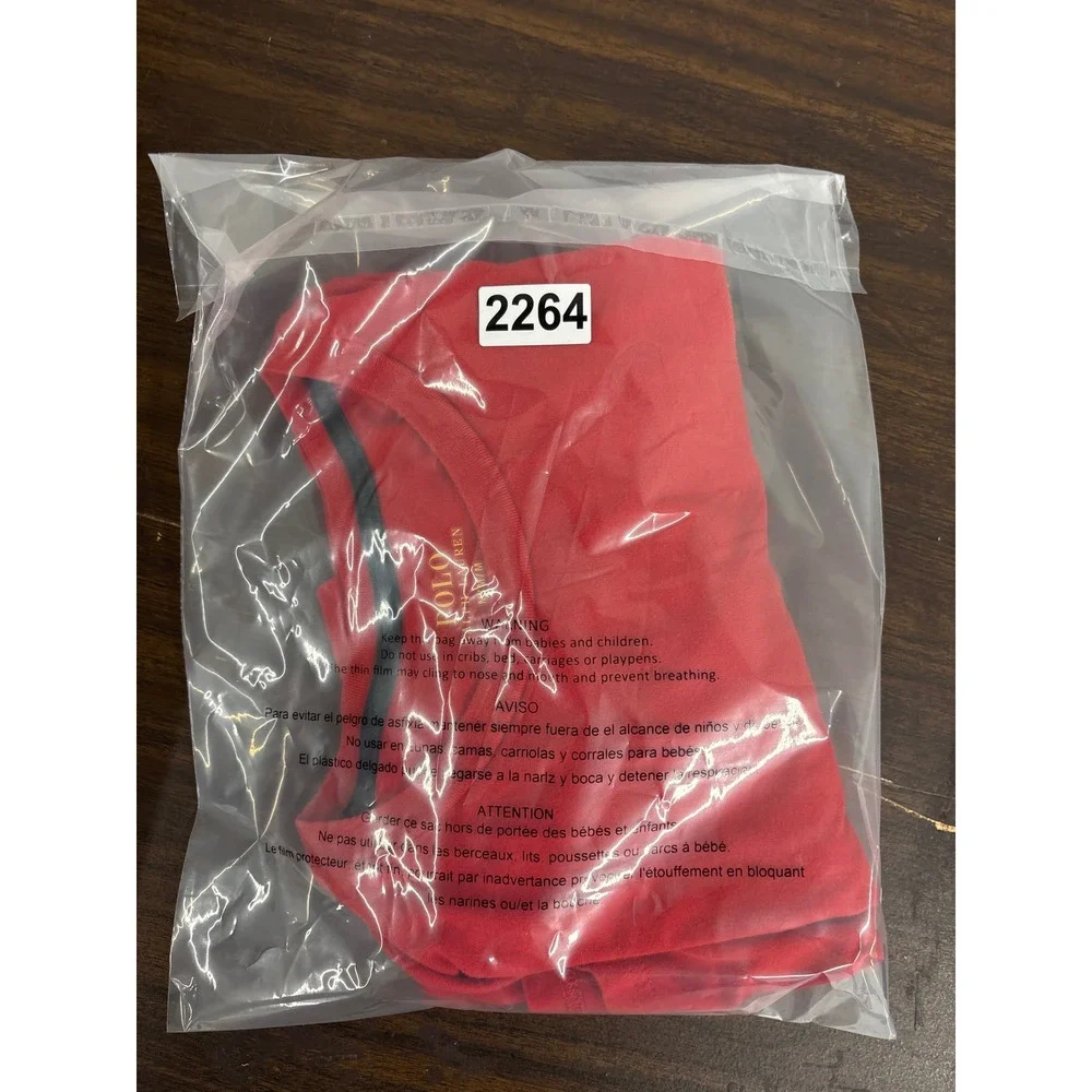 Polo Ralph Lauren Mens Red Polo Bear Long Sleeve T-Shirt Size Medium Cotton